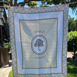 Embroidered Tree Panel Quilted Throw in Cream & Tan “Be Still…” Scripture